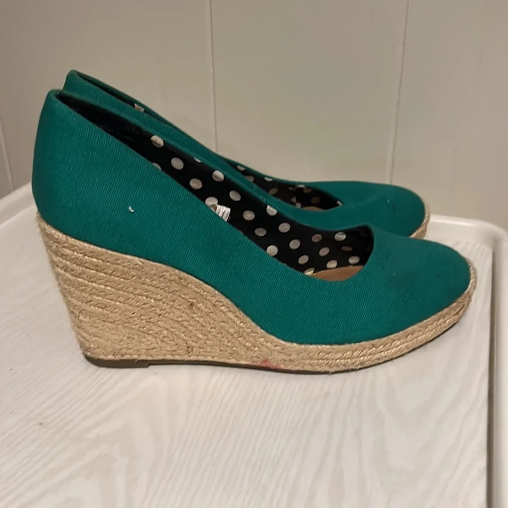 Merino Teal Canvas Jute Wedges